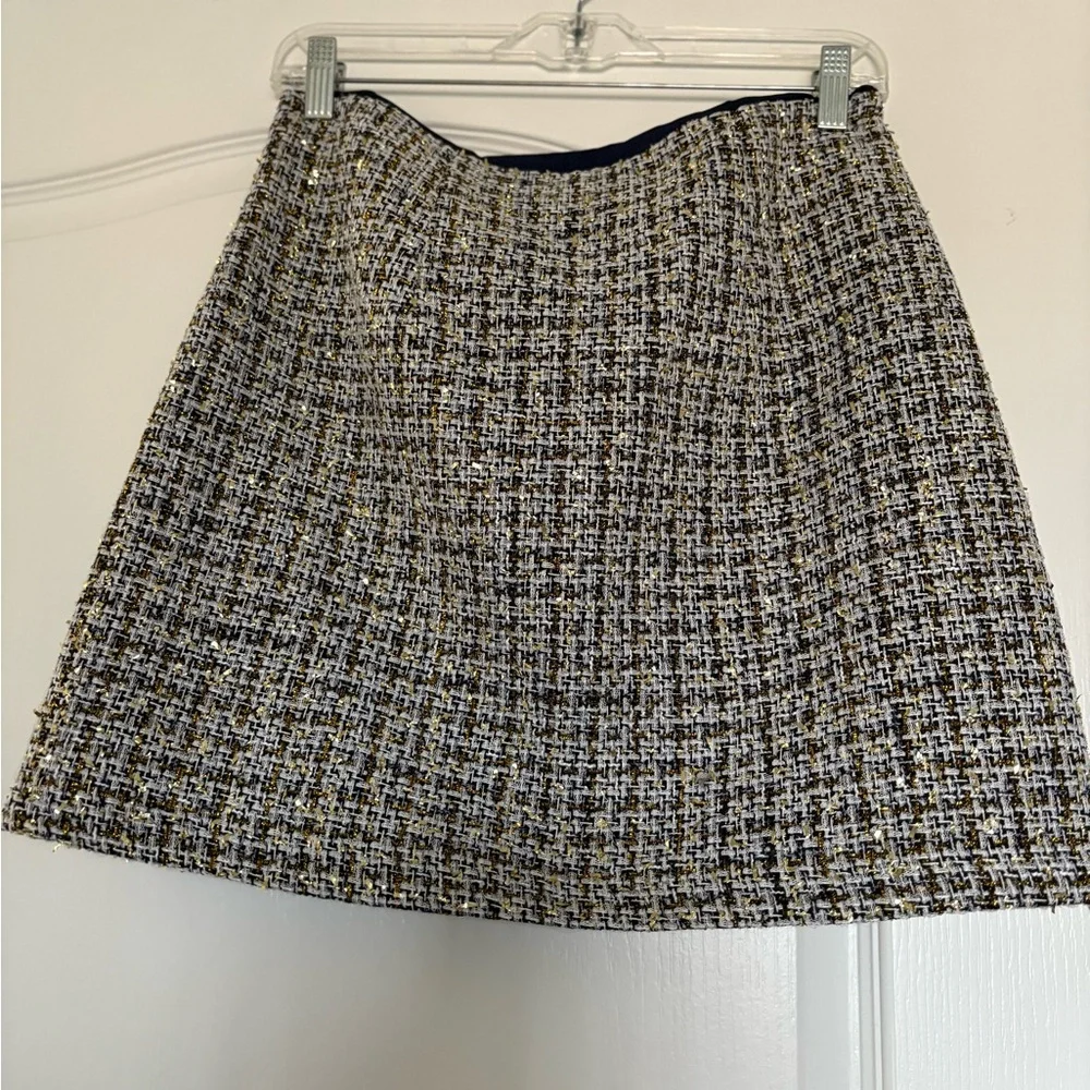 LOFT Black and Gold Tweed Mini Skirt - Picture 2 of 4